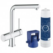 Комплект со смесителем для мойки GROHE Blue Minta New Pure (фильтрация, L-излив), хром (31345002)