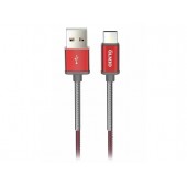 Кабель Olmio HD, USB 2.0 - USB Type-C, 1.2м, 2.1A, красный