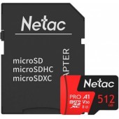 Карта памяти MicroSD 512GB Class 10 V30/A1 Netac NT02P500PRO-512G-R с адаптером