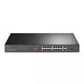 18-портовый коммутатор TP-Link TL-SL1218P с 16 PoE портами 10/100 Мбит/с и 2 гигабитными портами