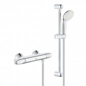 Термостат для душа GROHE Grohtherm 1000 New с душевым гарнитуром, душевая штанга 600 мм, хром (34151004)