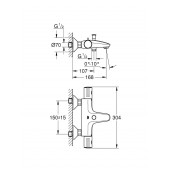 Термостатический смеситель для ванны GROHE Grohtherm 800 с регулируемым аэратором, хром (34576000)