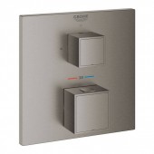 Термостат для душа GROHE Grohtherm Cube, квадратная розетка, темный графит матовый (24153AL0)