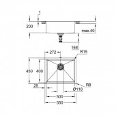 Мойка для кухни GROHE K700 Undermount 540 x 440 мм, под столешницу, 1 чаша, нержавеющая сталь матовая (31574SD1)