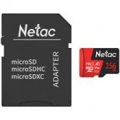 Карта памяти MicroSD 256GB Class 10 U1 Netac NT02P500PRO-256G-R с адаптером