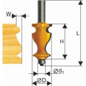Фреза кромочная фигурная, 28,6х41 мм; хвостовик 12 мм по дереву Энкор (10575)