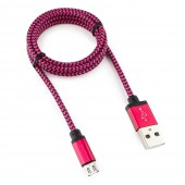 Кабель USB 2.0 Cablexpert CC-mUSB2pe1m, USB-MicroUSB, 1м, нейлоновая оплетка, алюм разъ, фиол