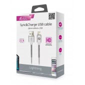 Кабель Olmio HD, USB 2.0 - lightning, 1.2м, 2.1A, белый