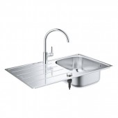 Мойка и смеситель для кухни GROHE Bau, нержавеющая сталь, матовая (31562SD1)