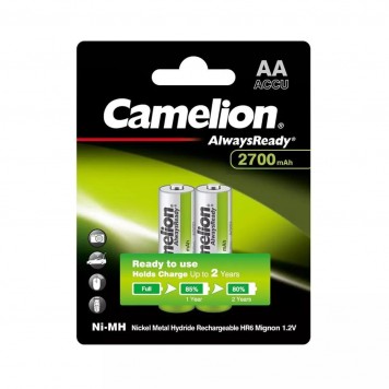 Аккумулятор CAMELION AlwaysReady Ni-MH Rechargeable 2 шт. в блистере NH-AA2700ARBP2