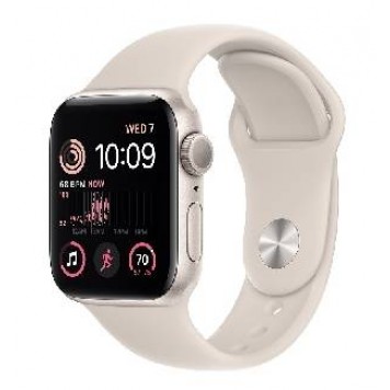 Apple Watch SE GPS, 40mm, Starlight Aluminium Case with, Starlight Sport Band - Regular (MNJP3GK/A)