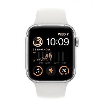 Apple Watch SE GPS, 44mm, Silver Aluminium Case with White Sport Band - Regular (MNK23GK/A)-1