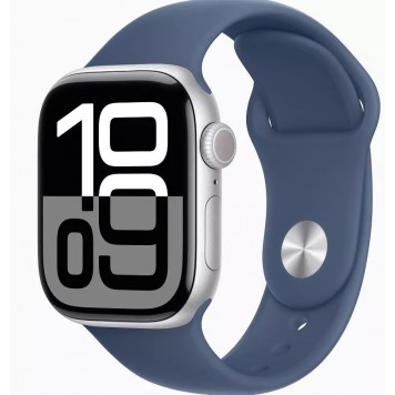 Смарт часы Apple Watch Series 10 GPS 42mm Silver Aluminium Case with Denim Sport Band - M/L