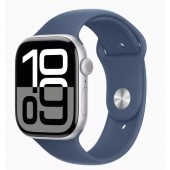 Смарт часы Apple Watch Series 10 GPS 46mm Silver Aluminium Case with Denim Sport Band - M/L