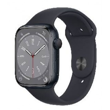 Apple Watch Series 8 GPS, 45mm, Midnight Aluminium Case with, Midnight Sport Band - Regular (MNP13GK/A)