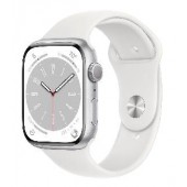 Apple Watch Series 8 GPS, 45mm, Silver Aluminium Case with White Sport Band - Regular (MP6N3GK/A)