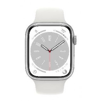 Apple Watch Series 8 GPS, 45mm, Silver Aluminium Case with White Sport Band - Regular (MP6N3GK/A)-1