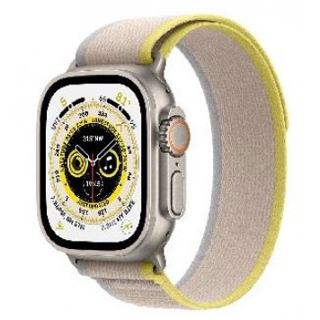 Apple Watch Ultra GPS + Cellular, 49mm, Titanium Case with Yellow/Beige Trail Loop - S/M (MNHK3GK/A)