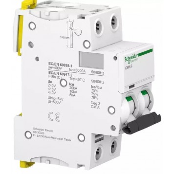 Автоматический выключатель SE A9F79225 Acti9 iC60N 2P 25А 6 kA-1