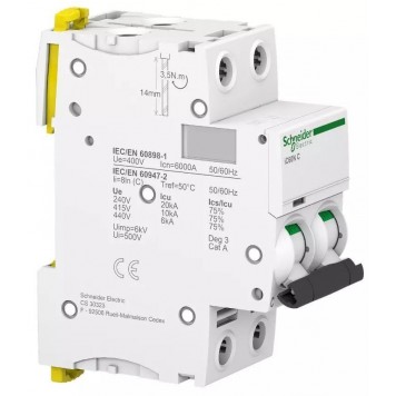 Автоматический выключатель SE A9F79263 Acti9 iC60N 2P С 63А 6 kA-1