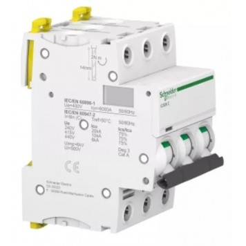 Автоматический выключатель SE A9F79320 Acti9 iC60N 3П 20А C 6кА-3