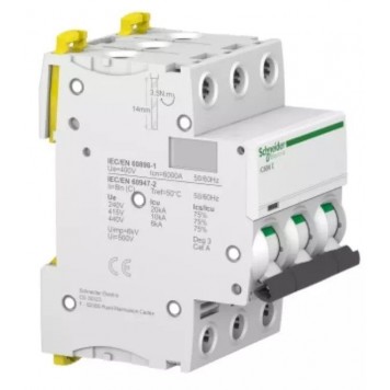 Автоматический выключатель SE A9F79350 Acti9 iC60N 3П 50А C 6кА-1