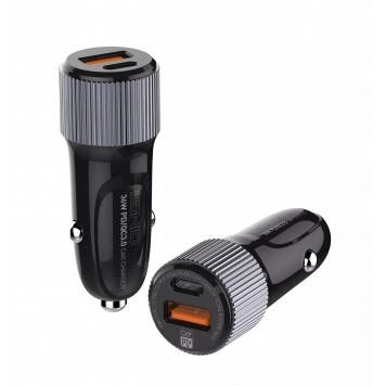 Автомобильное зарядное устройство LDNIO C510Q 2*USB（AC) Lightning Чёрный