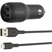 Автомобильное ЗУ Belkin Car Charger 24W Dual USB-A USB-A - Lightning 1m black