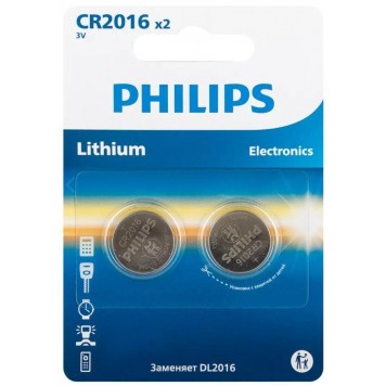 Батарейки Philips CR2016P2/51 литиевые 2шт. CR2016-2BL (2/40/400/24000)