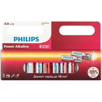 Батарейки Philips LR6P12W/51 АА алкалиновые 15v 12 шт. LR6-12BL Power (12/240/19200)