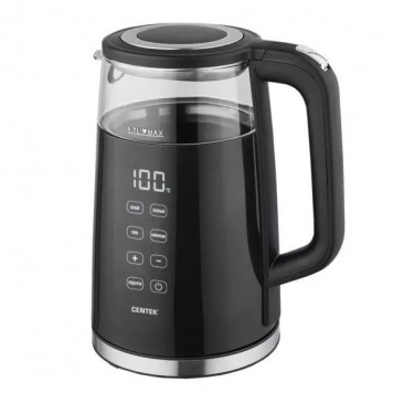 Чайник Centek CT-0039 (чёрн) 17л 2200 Вт 2 стенки Стекло LED-дисплей t:70/80/90/100°С Сенсор Подогрев