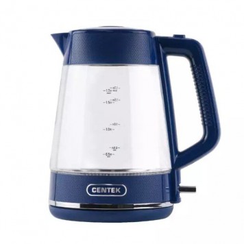 Чайник Centek CT-1014 (синий) стекло 1.7л 2200Вт LED Защита от перегрева STRIX контроллер