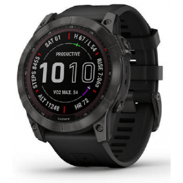 Часы Garmin Fenix 7X Sapph Sol темносерый DLC титан с титановым браслетом 010-02541-27