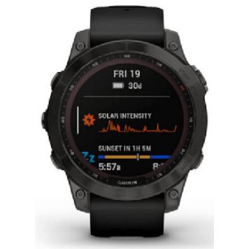 Часы Garmin Fenix 7 Sapph Solar, черный DLC титан с черным силиконом 010-02540-35-1