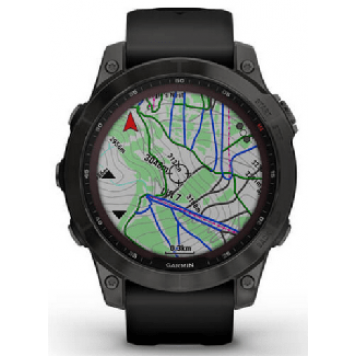 Часы Garmin Fenix 7 Sapph Solar, черный DLC титан с черным силиконом 010-02540-35-3