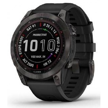 Часы Garmin Fenix 7 Sapph Solar, DLC титан с черным силиконом 010-02540-21
