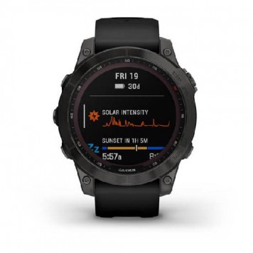 Часы Garmin Fenix 7 Sapph Solar, DLC титан с черным силиконом 010-02540-21-1