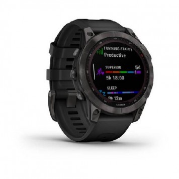 Часы Garmin Fenix 7 Sapph Solar, DLC титан с черным силиконом 010-02540-21-2