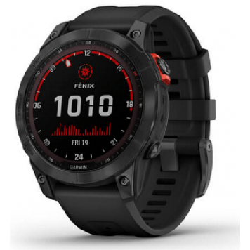 Часы Garmin Fenix 7 Solar, темносерый с черным силиконом 010-02540-11