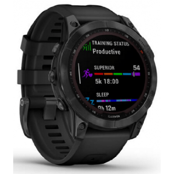Часы Garmin Fenix 7 Solar, темносерый с черным силиконом 010-02540-11-2
