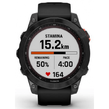 Часы Garmin Fenix 7 Solar, темносерый с черным силиконом 010-02540-11-3