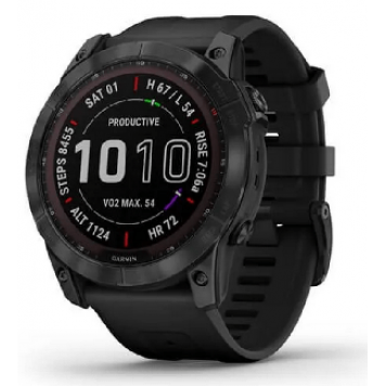 Часы Garmin Fenix 7X Sapph Sol черный DLC титан с черным силиконом 010-02541-23