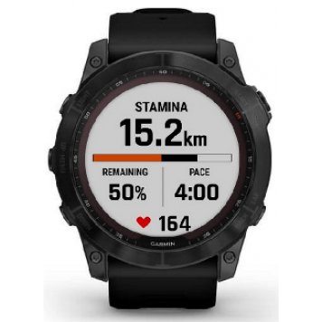 Часы Garmin Fenix 7X Sapph Sol черный DLC титан с черным силиконом 010-02541-23-1