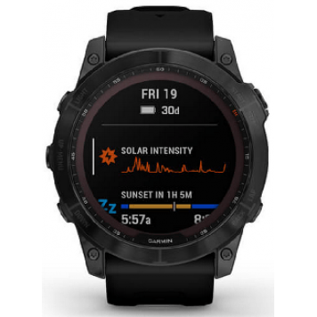 Часы Garmin Fenix 7X Sapph Sol черный DLC титан с черным силиконом 010-02541-23-3