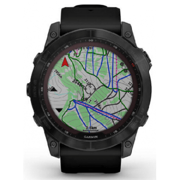 Часы Garmin Fenix 7X Sapph Sol черный DLC титан с черным силиконом 010-02541-23-4