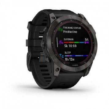 Часы Garmin  Fenix 7X Sapph Sol карбоново-серый DLC титан с черным силиконом 010-02541-11-2
