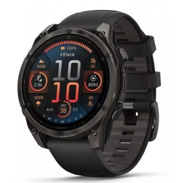 Часы с навигатором Garmin Fenix 8 47mm AMOLED сапфир темный силикон