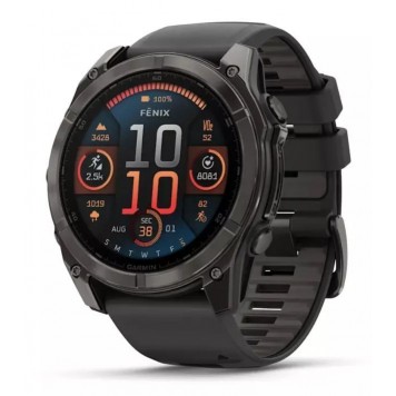 Часы с навигатором Garmin Fenix 8 51mm AMOLED сапфир темный силикон