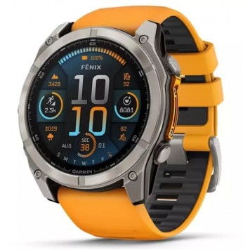 Часы с навигатором Garmin Fenix 8 51mmAMOLED сапфир светлые оранжевый силикон