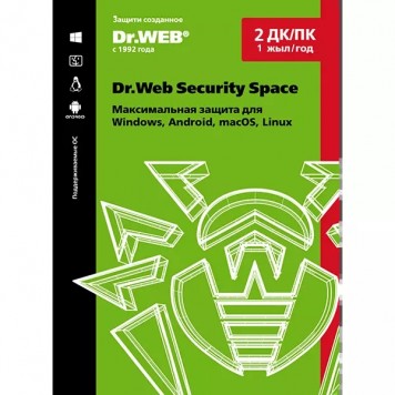 Dr.Web Security Space  12 м. 2 ПК лицензия
